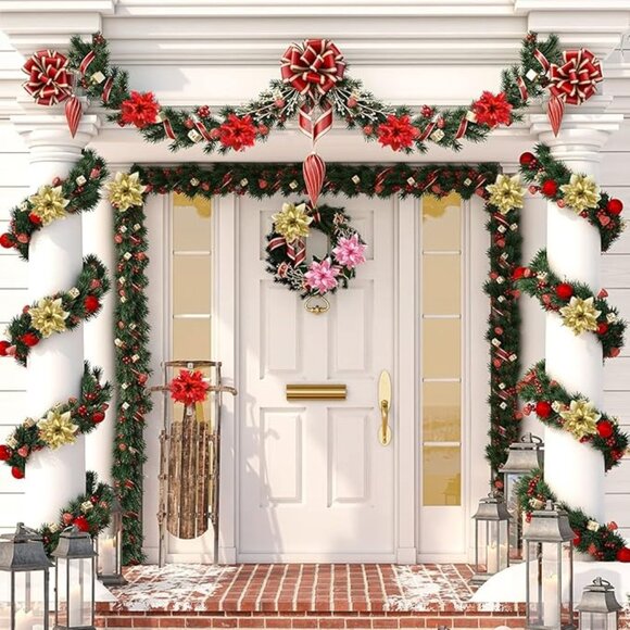 12 Gold Glitter Poinsettia Flowers - Artificial Christmas Ornaments - Picture 4 of 7